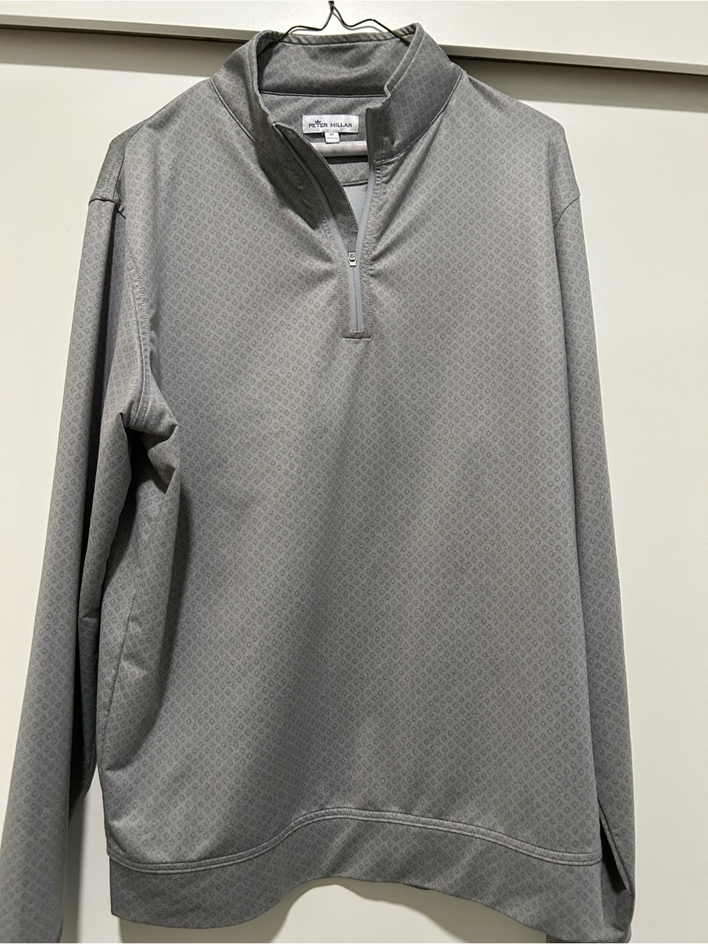 Peter Millar Light Gray Patterned Quarter-Zip Shirt Jacket